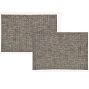 12x Rechthoekige placemats lurex bruin/goud kunststof 45 x 30 cm