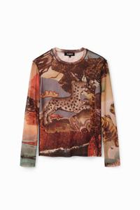 Slim fit tulen T-shirt met tapestry-print - MATERIAL FINISHES - XL