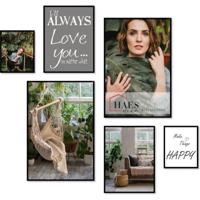 Haes Deco - Collage set XL met 6 kunststof fotolijsten zwart Easy Frame - EFS101B