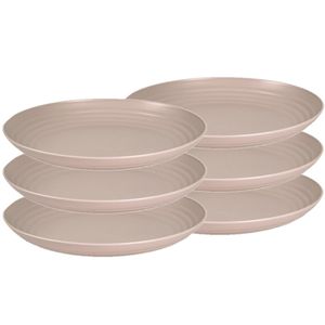 6x stuks rond kunststof borden mokka bruin 25 cm