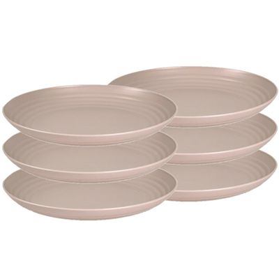 6x stuks rond kunststof borden mokka bruin 25 cm