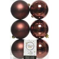 Decoris Kerstballen - 6x st - mahonie bruin - D8 cm - kunststof   -