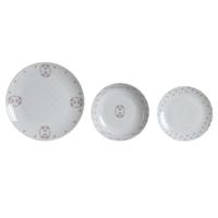 Serviesset DKD Home Decor Wit Roze Porselein Scandi 18 Onderdelen 27 x 27 x 3 cm (2 Stuks)