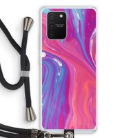 Paarse stroom: Samsung Galaxy S10 Lite Transparant Hoesje met koord