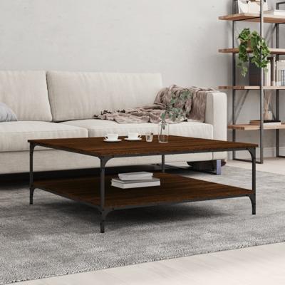 Salontafel 100x100x40 cm bewerkt hout bruin eikenkleur