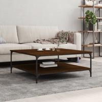 Salontafel 100x100x40 cm bewerkt hout bruin eikenkleur - thumbnail