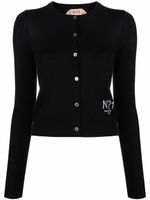Nº21 cardigan en laine vierge à col v - Noir
