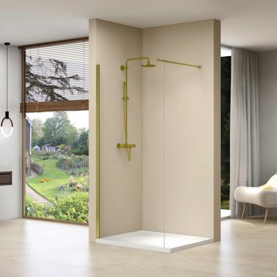 Inloopdouche Van Rijn Products Vaste Wand 29-31 x 200 cm Helder Glas en Gouden Muurprofiel van Rijn