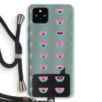 Smiley watermeloenprint: Pixel 5a 5G Transparant Hoesje met koord