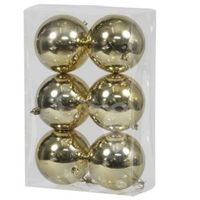 6x Kunststof kerstballen glanzend goud 10 cm kerstboom versiering/decoratie   - - thumbnail