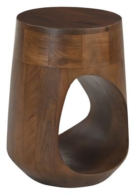 Artistiq Ronde Bijzettafel 'Khaleel' Mangohout, 32cm, kleur Bruin