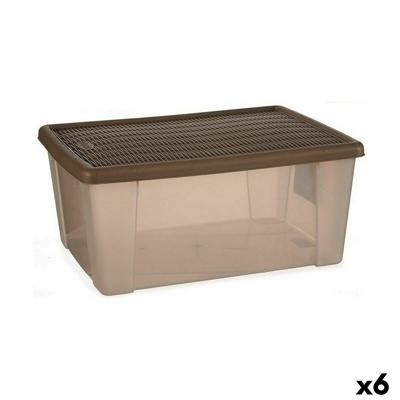 Opbergbak met Deksel Stefanplast Elegance Bruin Plastic 29 x 17 x 39 cm (6 Stuks)