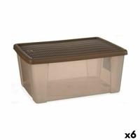 Opbergbak met Deksel Stefanplast Elegance Bruin Plastic 29 x 17 x 39 cm (6 Stuks)