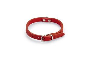Beeztees - halsband hond - leer - rood - 27-33 cm x 12 mm
