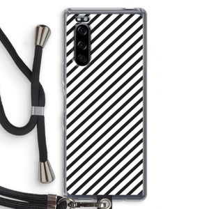 Strepen zwart-wit: Sony Xperia 5 Transparant Hoesje met koord