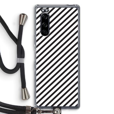 Strepen zwart-wit: Sony Xperia 5 Transparant Hoesje met koord