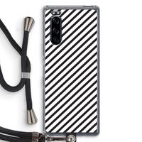 Strepen zwart-wit: Sony Xperia 5 Transparant Hoesje met koord