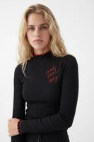 Slim fit T-shirt met kanten rug - BLACK - L