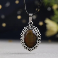 Ovale tijgeroog ketting - Tijgeroog - Spiritueelboek.nl