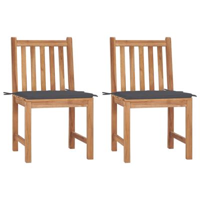 Tuinstoelen 2 st met kussens massief teakhout