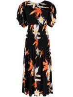 ROTATE BIRGER CHRISTENSEN robe mi-longue Lily à fleurs - Noir - thumbnail