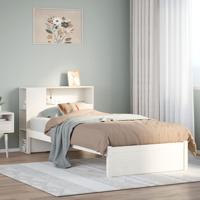 Bed met boekenkast zonder matras grenenhout wit 75x190 cm