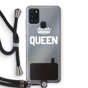 Queen zwart: Samsung Galaxy A21s Transparant Hoesje met koord