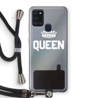 Queen zwart: Samsung Galaxy A21s Transparant Hoesje met koord