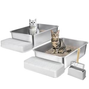 VEVOR set van 2 kattentoilet kattentoilet met filtervoetdeel 60x40x15cm