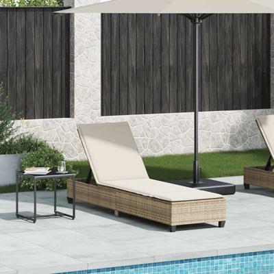 Ligstoel met kussens beige 55x200x25,5cm polyrotan