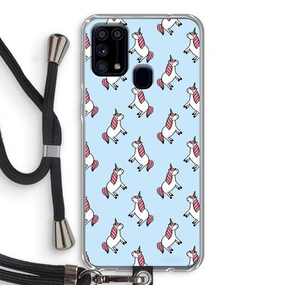 Eenhoorns overal: Samsung Galaxy M31 Transparant Hoesje met koord