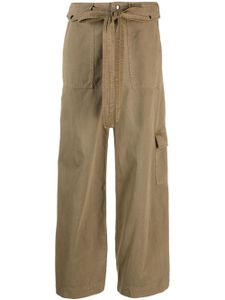 STAUD pantalon en coton Rosemary à taille ceinturée - Vert