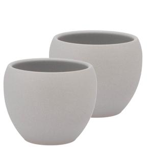 DK Design Bloempot/plantenpot - 2x - Vinci - lichtgrijs mat - voor kamerplant - D11 x H14 cm