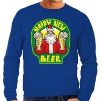 Foute Nieuwjaar / Kersttrui happy new beer / bier blauw heren - thumbnail