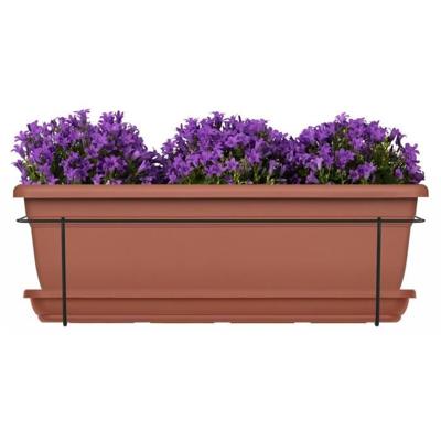 Plantenbakset met metalen steun en bakje - GARDEN ID Relax - Terra. 50 cm - Gerecycled en 100% recyclebaar - Volume voor planten