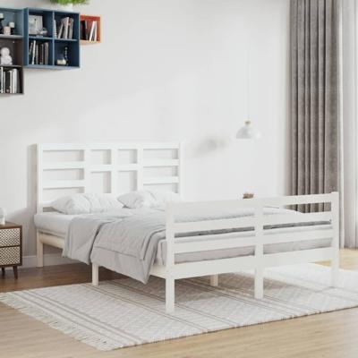 Bedframe massief hout wit 140x200 cm