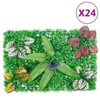 VidaXL Hek met kunstplanten 24 st 40x60 cm groen