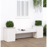 Bankje met plantenbakken 184,5x39,5x56,5 cm grenenhout wit