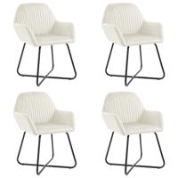 Eetkamerstoelen 4 st fluweel crèmekleurig