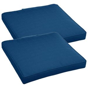 Set van 2x stuks stoelkussens voor binnen en buiten in de kleur blauw 40 x 40 x 4 cm