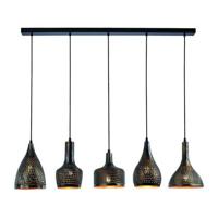 Hanglamp Fuoco Bruin Zwart 5 Lichts Balk 120cm E27 Fitting - thumbnail