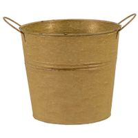 Emmer/plantenpot/bloempot - zink - oud goud - D14 x H12 cm - thumbnail