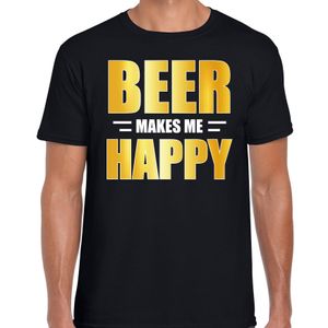 Beer makes me happy drank t-shirt / kleding zwart voor heren