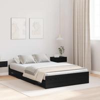 Opbergbedframe met lade Zwart eiken 120 x 200 cm Bewerkt hout