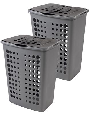 Curver victor wasbox 60 liter zilver/antraciet 2 stuks Curver victor wasbox 60 liter zilver/antraciet 2 stuks