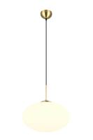 Trio Ovale hanglampFomento Ø 40cm - messing met wit glas - 363190108