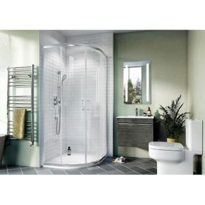 Crosswater Kai kwartronde douchecabine met 2 schuifdeuren 90x90x190cm met 6mm helder veiligheidsglas zilver KLQDS0900