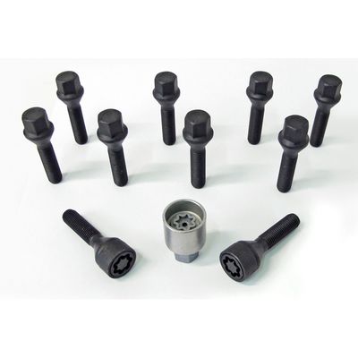 H&R Wielboutenset konisch M12x1.50 - Lengte 40mm - Zwart - 10 stuks - incl. wielsloten HRB1254001SET