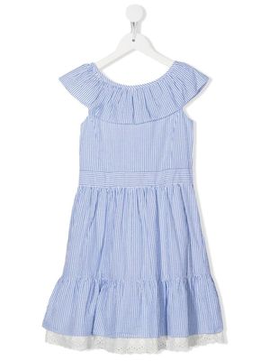 Ralph Lauren Kids robe évasée à rayures - Bleu Ralph Lauren Kids robe évasée à rayures - Bleu