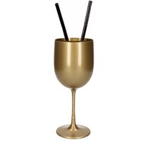 Onbreekbaar wijnglas goud kunststof 48 cl/480 ml - Wijnglazen - thumbnail